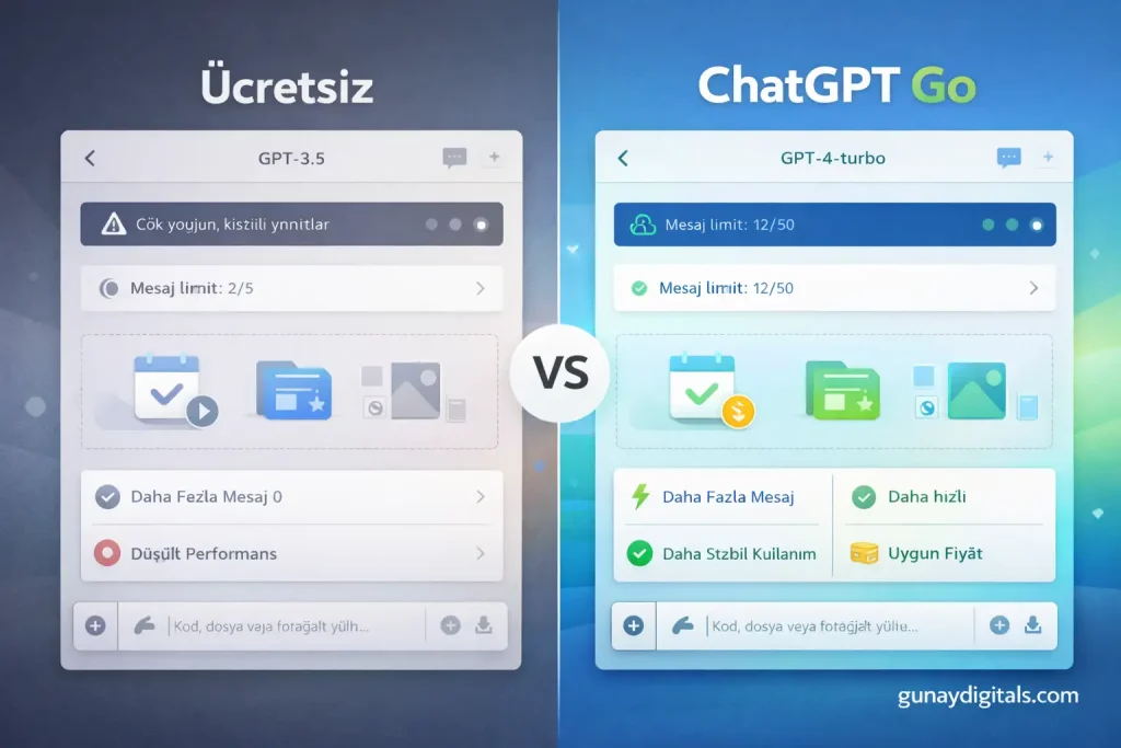 chatgpt go ve bedava chatgpt karşılaştırması